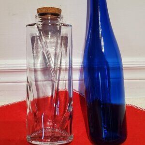 2 Glass Bottles - Clear & Cobalt - Mint Clean